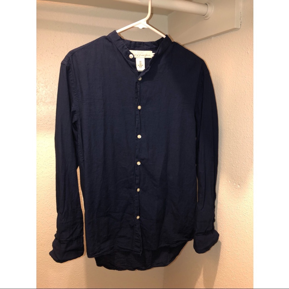 Regular Fit Collarless Henley Shirt
